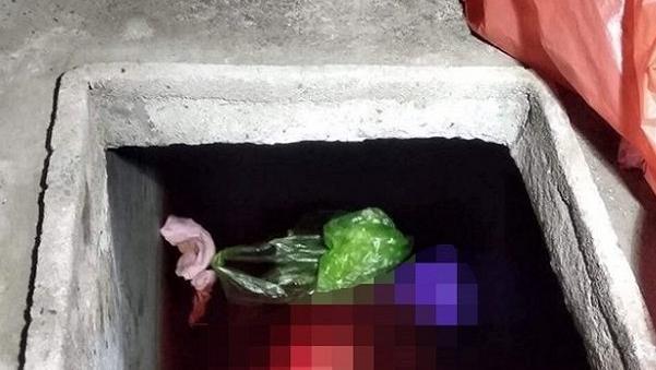 Bể nước nơi phát hiện xác người đàn bà Hợi