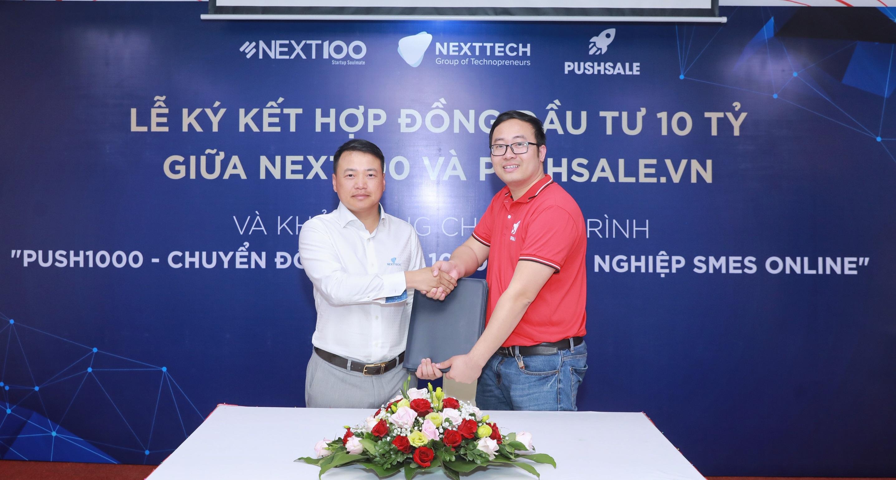 Shark Nguyễn Hoà Bình thông qua Quỹ đầu tư và Hỗ trợ khởi nghiệp Next100.vn ký hợp đồng đầu tư tài trợ vốn lên đến 11 con số cho PushSale.vn