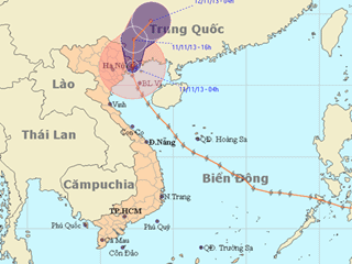 Tâm bão HaiYan đã sang đất liền Trung Quốc