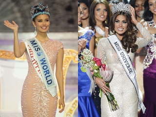 Đương kim Hoa hậu Thế giới &quot;chạm mặt&quot; Hoa hậu Hoàn vũ tại Nga