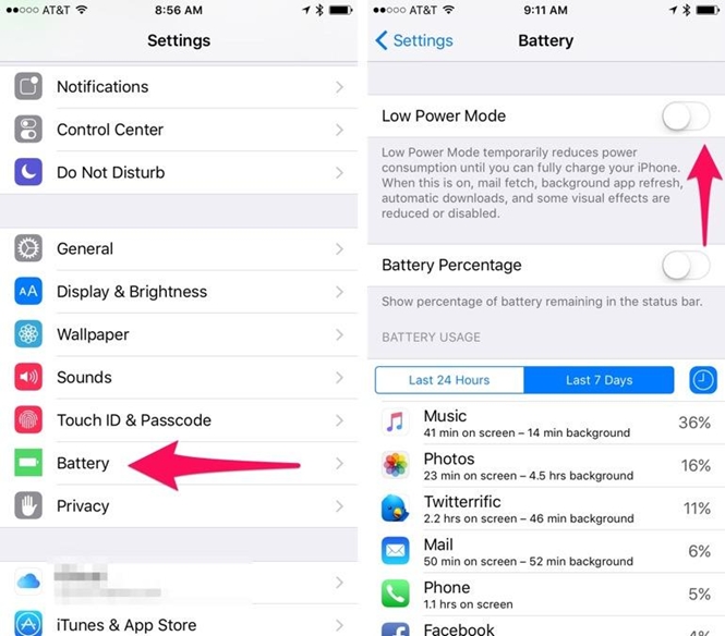 Cách tiết kiệm pin cho iPhone, iPad chạy iOS 9