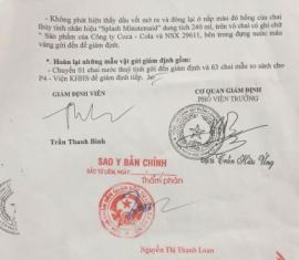 Thông tin lần đầu công bố về dị vật trong vụ kiện Coca Cola