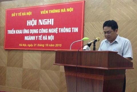 Ông Đặng Anh Sơn – Phó Giám Đốc VNPT Hà Nội phát biểu tại Hội nghị triển khai ứng dụng Công nghệ thông tin ngành Y tế.
