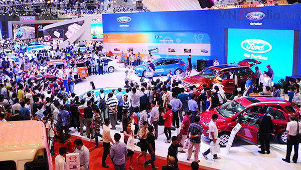 Thương hiệu Ford đang tăng mạnh trên toàn cầu. Trong ảnh: Gian hàng của Ford tại triển lãm ô tô Việt Nam 2015