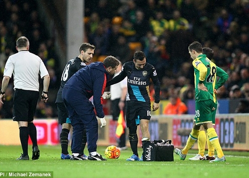 Cazorla chấn thương trong trận gặp Norwich nhưng vẫn cắn răng thi đấu hết trận!