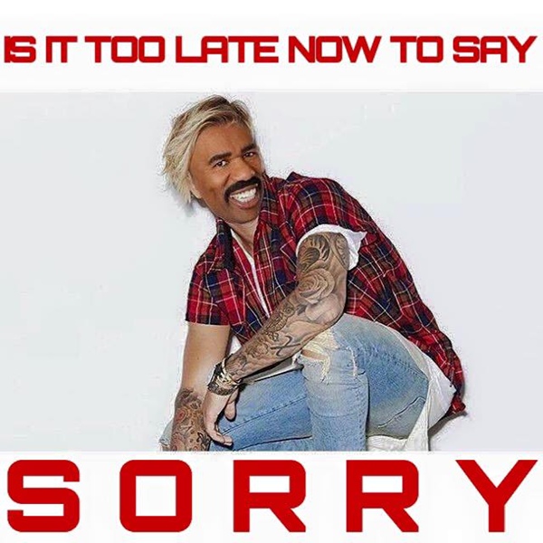 Một bức ảnh chế về Steve Harvey với ca khúc Sorry của Justin Bieber: Liệu bây giờ đã quá trễ để nói xin lỗi.