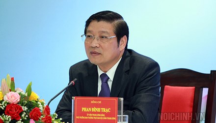 Ông Phan Đình Trạc, Ủy viên Trung ương Đảng, Phó trưởng Ban Thường trực Ban Nội chính Trung ương.