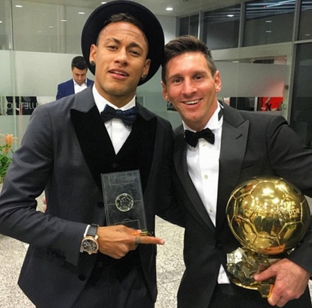 Messi và Neymar sau lễ trao giải 