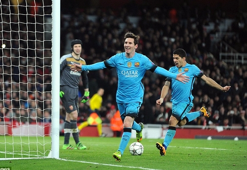 Messi lập cú đúp bàn thắng vào lưới Arsenal rạng sáng nay (24/2)
