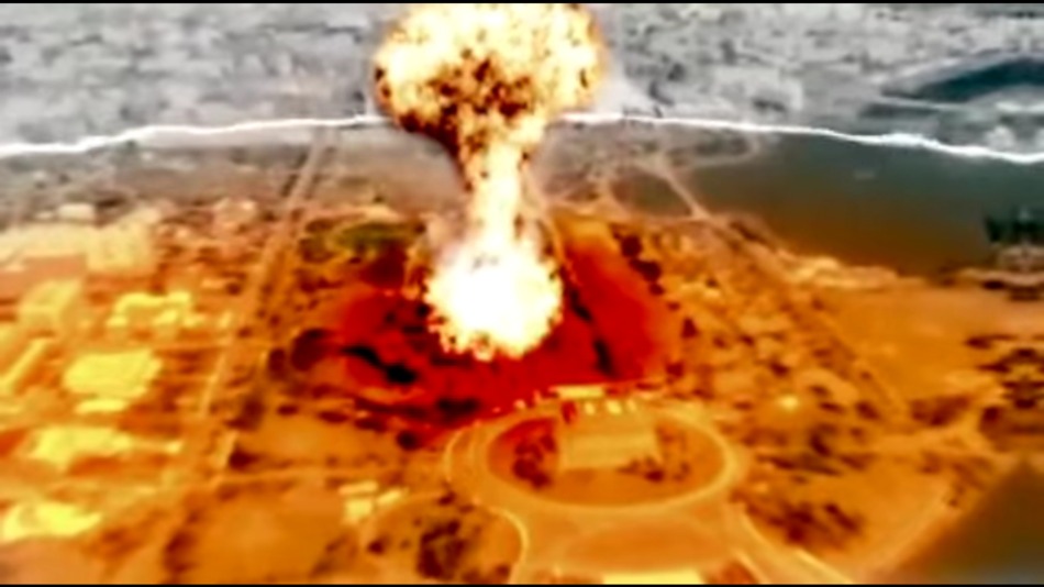 Hình ảnh Washington nổ tung trong một vụ nổ bom hạt nhân trong đoạn video