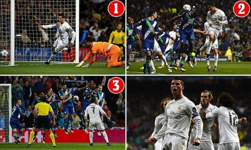 C.Ronaldo lập hattrick giúp Real Madrid lội ngược dòng ấn tượng trước Wolfsburg