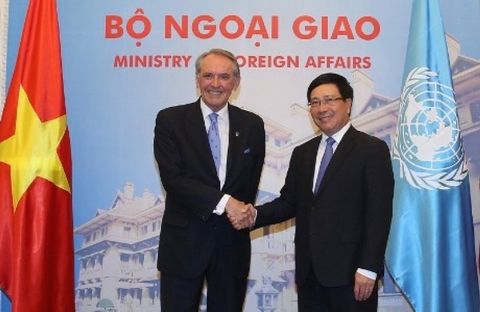 Phó Thủ tướng Phạm Bình Minh hội đàm với Phó Tổng Thư ký Liên hợp quốc Jan Eliasson. (Ảnh: VGP)