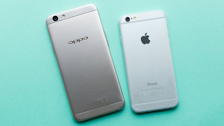 Quá nhiều điểm giống nhau đến kỳ lạ ở mặt sau của Oppo F1s (trái) và iPhone 6s