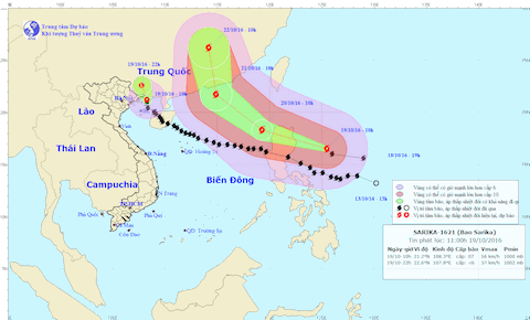 Hình đường đi của bão số 7 đã suy yếu thành áp thấp nhiệt đới và cơn siêu bão Hama