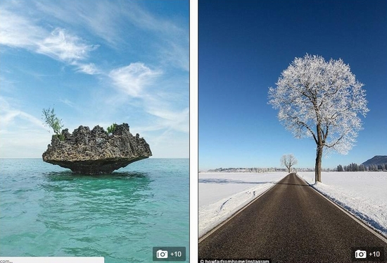 Tảng đá ở Mauritius (trái) và tuyến đường tuyệt đẹp ở Bavaria, Đức
