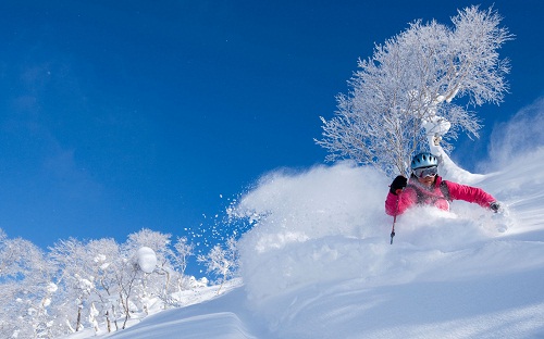 Trượt tuyết mùa đông ở Nhật Bản. 