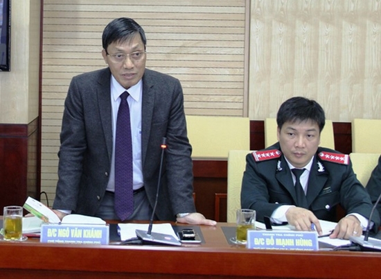 Phó tổng Thanh tra Chính phủ Ngô Văn Khánh công bố quyết định thanh tra tại Tông cục Hải quan. Ảnh: Bảo Lâm.