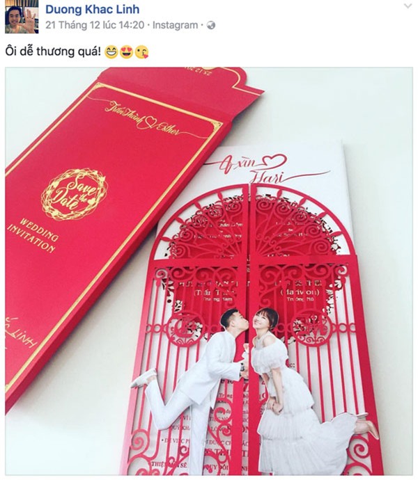 Thiệp cưới đáng yêu đến mức nhạc sỹ Dương Khắc Linh cũng phải trầm trồ