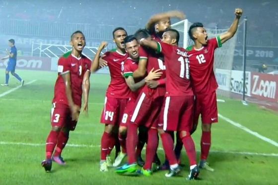 Niềm vui chiến thắng của các tuyển thủ Indonesia