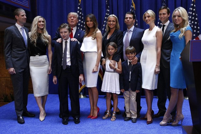 Sau 3 lần kết hôn, Tổng thống Donald Trump có 5 người con (3 trai, 2 gái). Các công tử, tiểu thư họ Trump đều ít nhiều thừa hưởng nét giống cha, cả về ngoại hình, tính cách lẫn khả năng kinh doanh. Ảnh: Reuters.