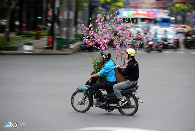Một chiếc xe chở hoa vải may mắn thoát khỏi dòng xe đông như kiến trên đường Phạm Ngọc Thạch, quận 1.