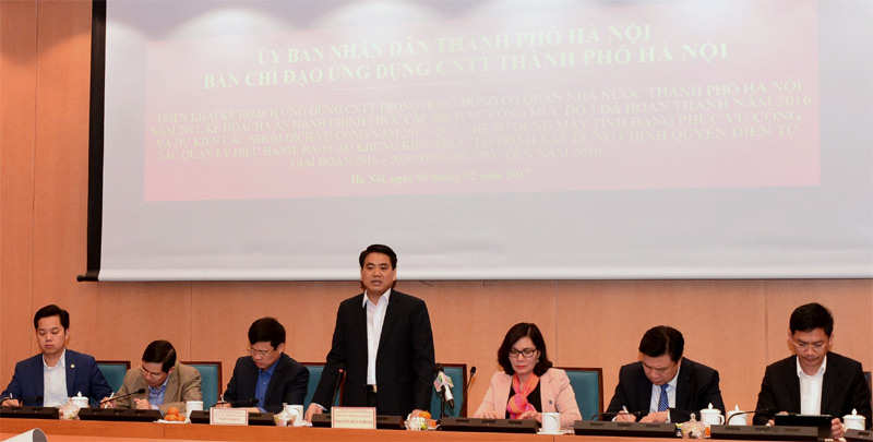 Chủ tịch UBND TP Nguyễn Đức Chung phát biểu chỉ đạo tại hội nghị.