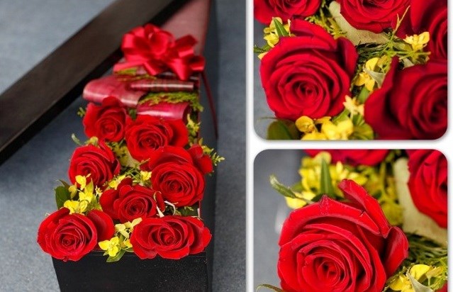 Hoa hồng đỏ handmade bằng giấy nhún hoặc vải dạ mang ý nghĩa một tình yêu vĩnh hằng.