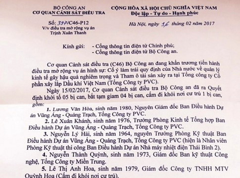 Bộ Công an điều tra mở rộng vụ án Trịnh Xuân Thanh, khởi tố 5 bị can