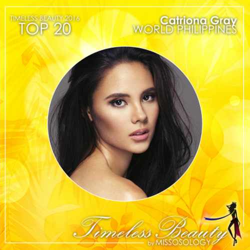 Catriona Gray - đại diện của Philippines tại Hoa hậu Thế giới 2016 - cũng được đánh giá cao. Cô là một trong những thí sinh được yêu thích ở Miss World nhưng chỉ lọt vào top 5.