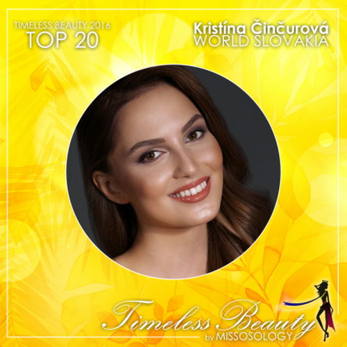 Vị trí thứ 6 bảng xếp hạng thuộc về người đẹp Slovakia Kristína Činčurová. Thành tích của cô tại Miss World 2016 là vào top 20. 