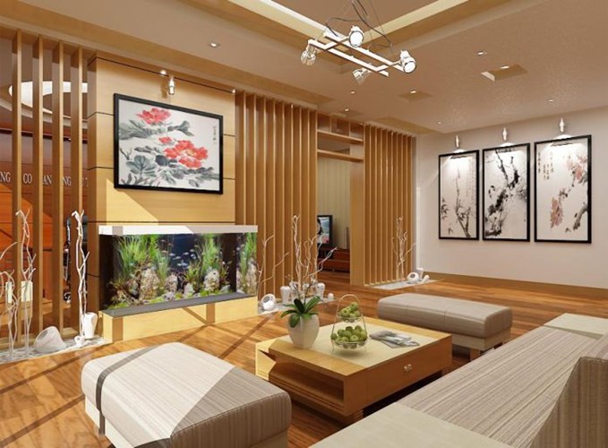 Phòng khách hiện đại với kiến trúc sinh động. Ảnh: Khonggiannhadep24h. 