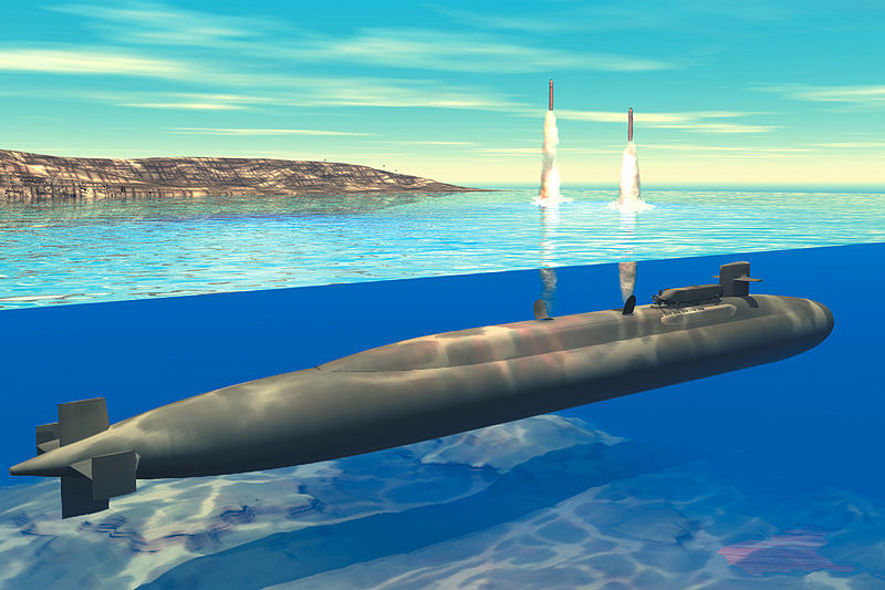 Tàu ngầm Michigan có thể ẩn mình rồi phóng tên lửa tiêu diệt mục tiêu từ cự ly hàng nghìn kilomet, sau đó biến mất trong lòng đại dương và đối phương gần như bất lực trong việc đáp trả. Đồ họa: Hải quân Mỹ.