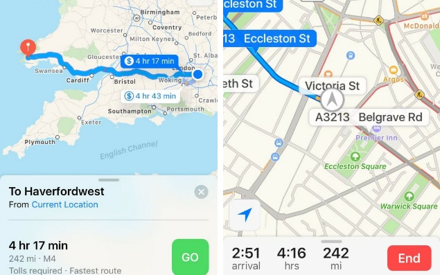 Ứng dụng Maps cũng đã được thiết kế lại và thông minh hơn – nó có thể cung cấp cho bạn địa điểm cần đi. Ví dụ, nếu bạn tìm kiếm địa điểm trên một ứng dụng khác, Maps cũng trả về kết quả cùng địa điểm. Bên cạnh đó, ứng dụng này cũng trả về lịch trình các sự kiện sắp tới, thập chí giúp bạn đặt xe và kết nối tới CarPlay hoặc Bluetooth.