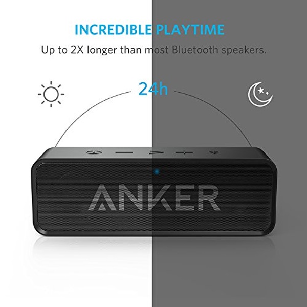 Anker SoundCore cung cấp âm bass phong phú với rất nhiều lựa chọn màu sắc trẻ trung và hình dạng kích thước. Mặc dù không thể đạt được cùng một “đẳng cấp” như một số loa khác trong danh sách này, tuy nhiên dành cho nghe nhạc vào buổi sáng hay xem phim thì SoundCore là một lựa chọn tốt. Pin đi kèm cho phép Anker SoundCore hoạt động 24 giờ liên tục, sử dụng kết nối Bluetooth 4.0 và tích hợp mic để thực hiện các cuộc gọi thoại.