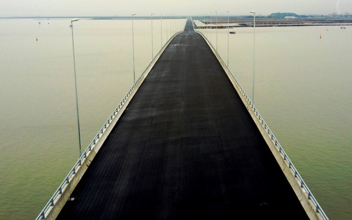 Dự án gồm đường dẫn, cầu có tổng chiều dài 15,63 km, trong đó phần cầu dài 5,5km, bề mặt rộng 16 m với 4 làn xe, giai đoạn hoàn chỉnh tăng lên 6 làn xe. Phần cầu chính đã hoàn thiện và thảm nhựa, tuy nhiên chưa được kẻ vạch sơn phân làn