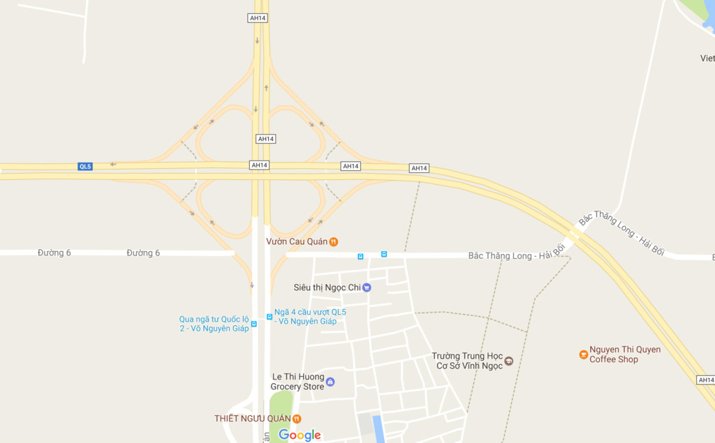 Bản đồ nút giao Võ Nguyên Giáp - Hoàng Sa - Trường Sa. Ảnh: Google Maps.