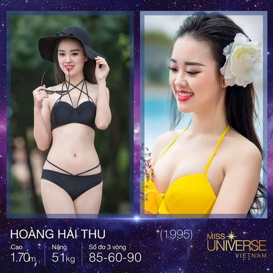Đến từ Hà Nội là người đẹp Hoàng Hải Thu, cao 1m70 với các số đo lần lượt là 85-60-90. 