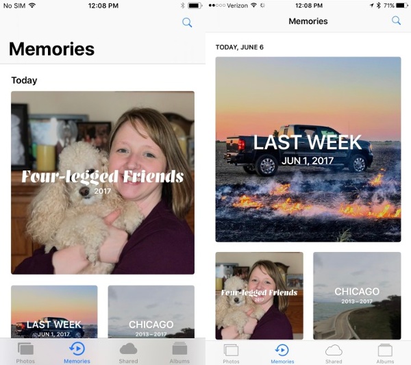 Apple cũng nâng cấp tính năng Memories trong ứng dụng Photos, cho phép người dùng xem theo chiều dọc hoặc ngang tùy thích. Tự động lọc dữ liệu ảnh để tạo ra những slide ảnh kỷ niệm riêng biệt theo chủ đề như: sinh nhật, thú cưng, họp lớp, địa điểm …