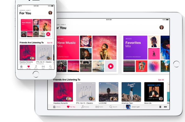 Bản cập nhật iOS 11 mang AirPlay 2 lên iPhone và iPad, cùng với bộ sưu tập các tính năng mới của Apple Music. AirPlay 2 cho phép kết nối nhiều hệ thống âm thanh trong nhiều phòng lại với nhau giữa iPhone, iPad và những hệ thống loa từ bên thứ ba. Trong khi Apple Music hỗ trợ chia sẻ để bạn bè có thể xem những gì bạn đang nghe, kiểm soát nghe nhạc công khai hoặc riêng tư.
