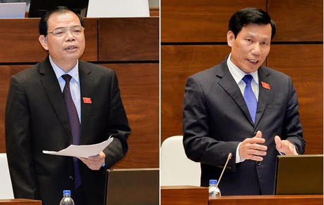 Bộ trưởng Bộ Nông nghiệp Nguyễn Xuân Cường (trái) và Bộ trưởng Bộ Văn hoá Nguyễn Ngọc Thiện