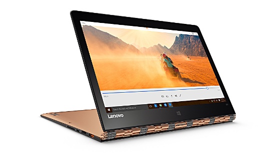Lenovo Yoga 900S là một trong những lựa chọn tốt nhất thay thế Surface Laptop. Máy có thiết kế vỏ nhôm sang trọng với hai màu là bạc và vàng kim. Điểm nhấn của thiết bị chính là thiết kế bản lề xoay 360 độ, cho phép người sử dụng 