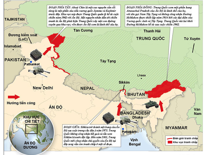 Biên giới tranh chấp giữa Ấn Độ và Trung Quốc 
