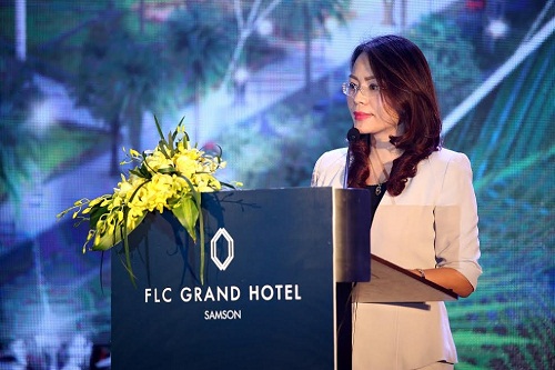 Bà Hương Trần Kiều Dung – Phó Chủ tịch Tập đoàn FLC phát biểu tại buổi lễ