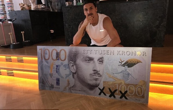 Ibrahimovic được in hình lên tờ tiền Thụy Điển!