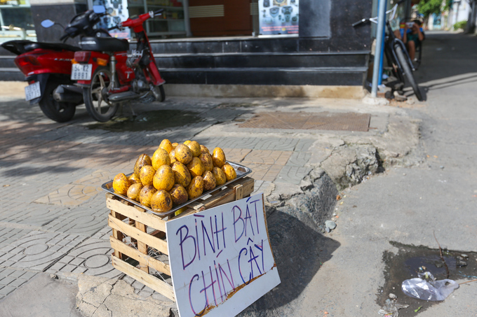 Ở đường Trường Chinh (quận 12), lẻ tẻ vài người bán trái bình bát, được lấy chủ yếu ở các tỉnh miền Tây.