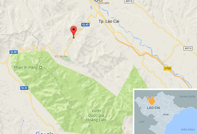 Quốc lộ 4D đoạn qua địa phận huyện Sa Pa nơi xảy ra vụ việc. Ảnh: Google Maps.
