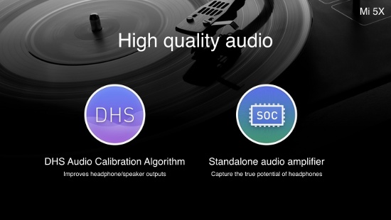 Đáng chú ý Xiaomi Mi 5X còn được tối ưu hóa cho nhu cầu nghe nhạc với âm thanh Hi-Fi khi được tích hợp bộ khuyếch đại âm thanh chuyên dụng. 
