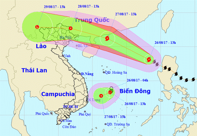 Bão số 7 tiếp tục mạnh lên, tâm bão gió giật cấp 14
