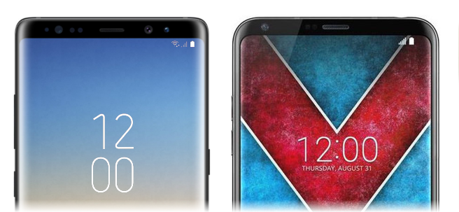 Màn hình của cả hai điện thoại đều có viền rất mỏng, tích hợp tính năng Always On Display và hỗ trợ HDR. Tuy nhiên LG V30 còn hỗ trợ cả công nghệ hiển thị hình ảnh cao cấp Dolby Vision và Google Daydream.