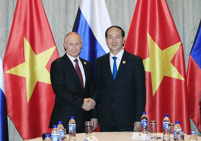 Chủ tịch nước Trần Đại Quang gặp gỡ Tổng thống Nga V. Putin (Ảnh: VGP)